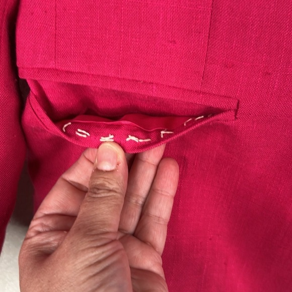Bretton Place Petite Hot Pink Linen Blend Vintage Business Blazer Size Medium - Picture 4 of 7